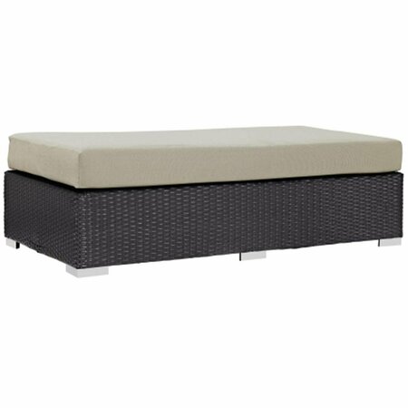 EAST END IMPORTS Convene Outdoor Patio Fabric Rectangle Ottoman- Espresso Beige EEI-1847-EXP-BEI